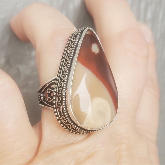 New Mookaite Jasper 925 Silver Statement Ring. - Picture 7 of 16